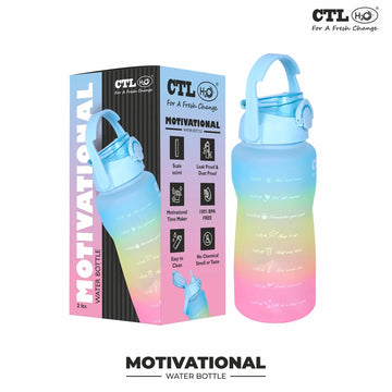 CTLH20 Motivational Unbreakable 2L Water Bottle with Time Marker & Flip-top Cap