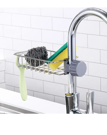 Sponge Holder for Kitchen Sink With Adjustable Detachable Sponge Holder Over Faucet