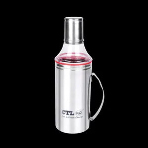 Grey Stainless Steel Oil Dispenser 1L Cooking Oil Bottle for Kitchen