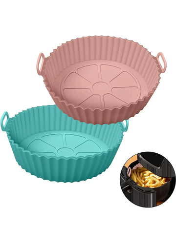 Silicone Air Fryer Baskets Round Baking Tray with Ear Handles