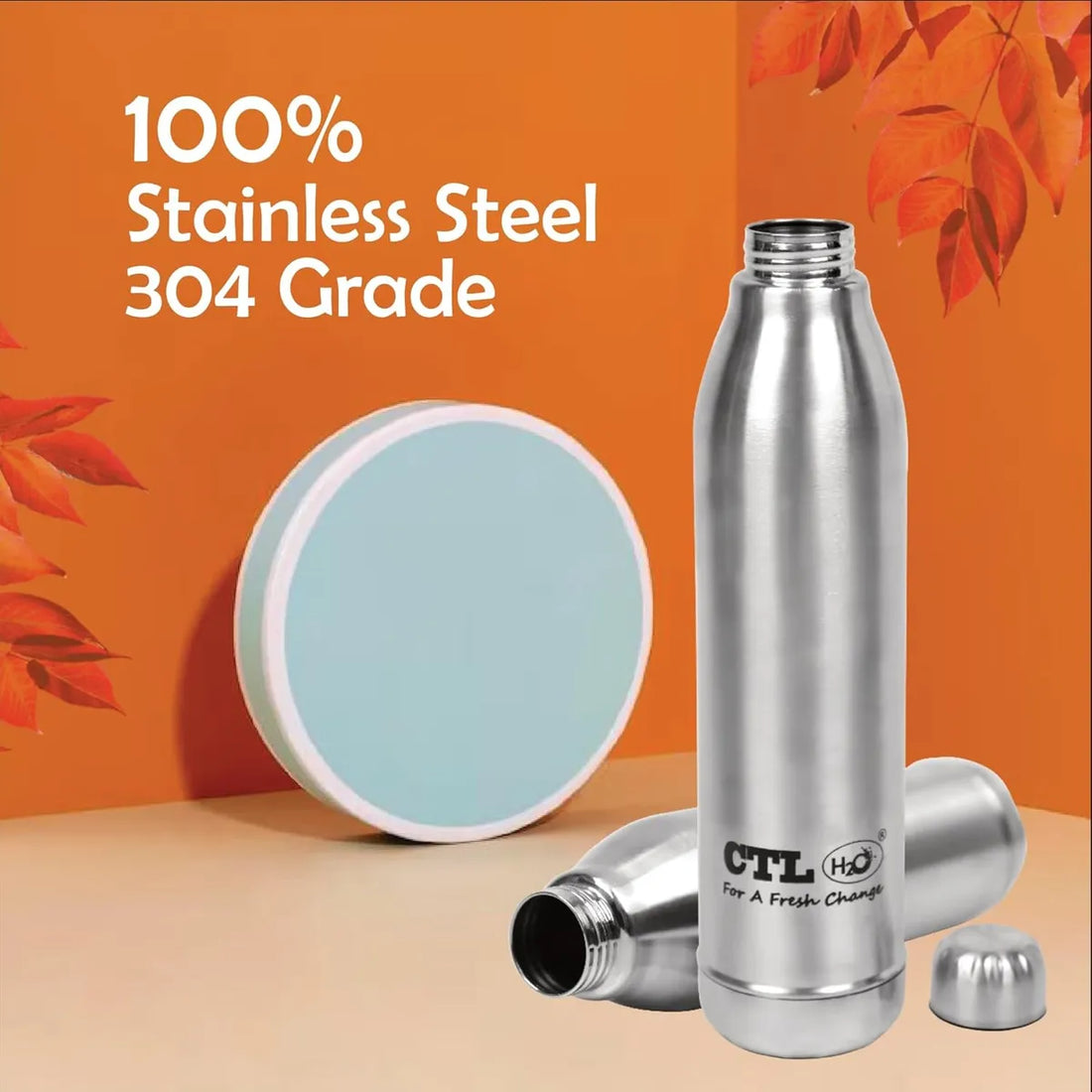 Silver Stainless Steel Water Bottle, 950 ml Each 100% Leak Proof
