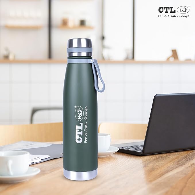 CTLH20 Slim Water Bottle| 1L Stainless Steel Bottle for School Children Office Home Fridge & Gym| Leakproof & Rustproof Design