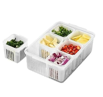 Food Airtight Fridge Fresh-Keeping Storage Containers with Lids (with 6 detachable small boxes)