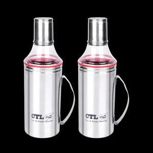Grey Stainless Steel Oil Dispenser 1L Cooking Oil Bottle for Kitchen